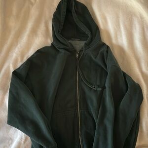 Green Brandy Melville Zip Up Hoodie - Oversized Fit